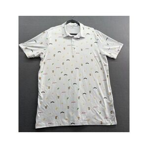 Jim Beam Polo Shirt Mens XL White All Over Cocktail Print Performance Golf